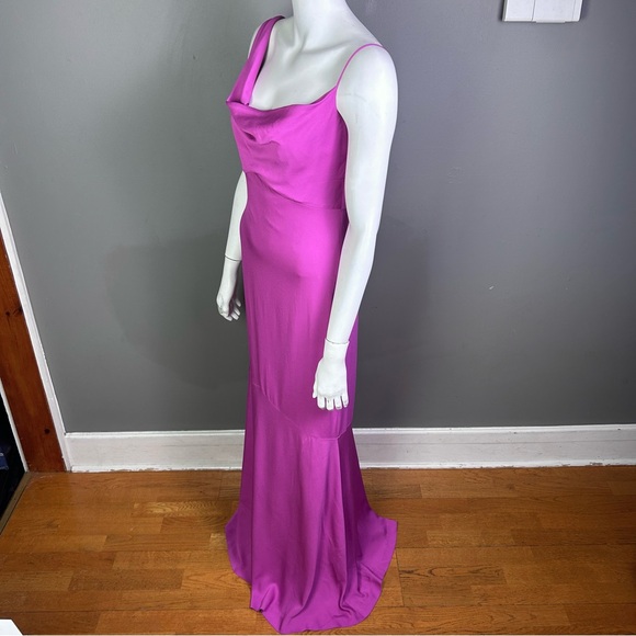 Nicole Miller dress slip size 6 pink fuscia longline drape wedding bridal - Picture 3 of 12